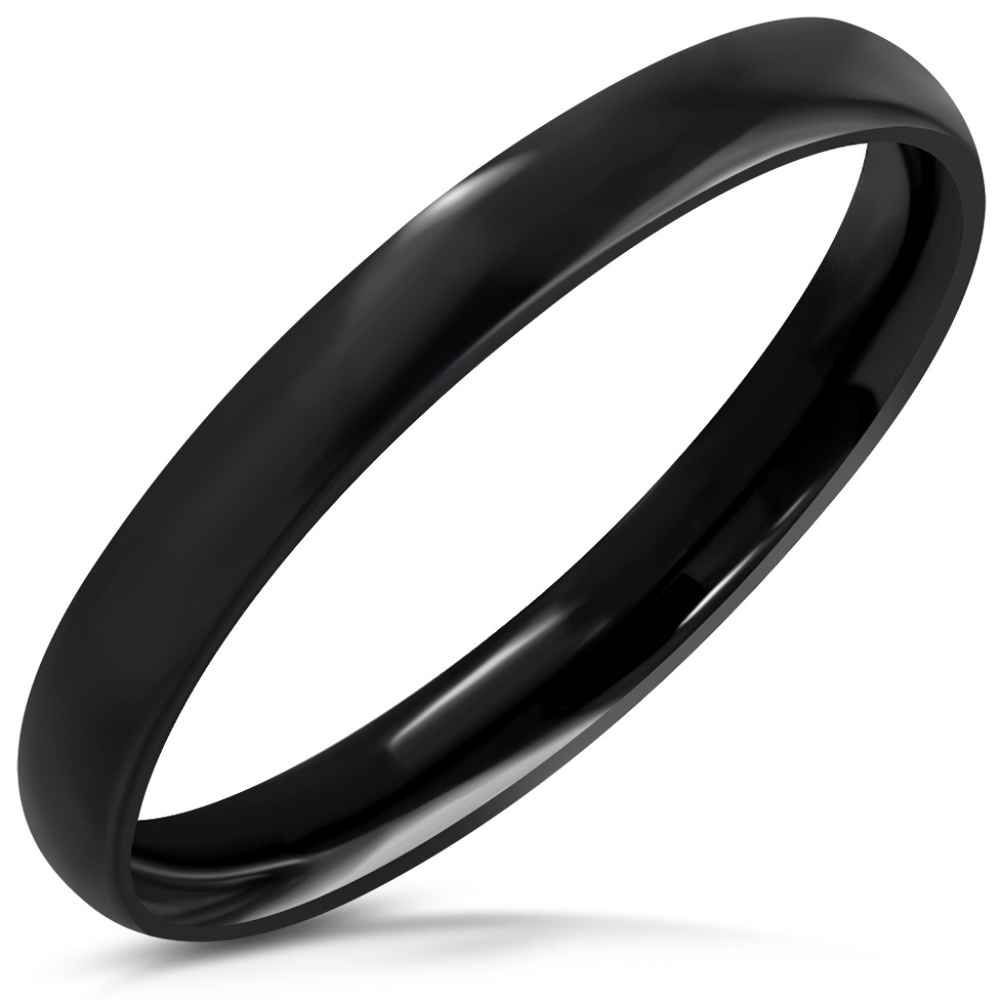 Thin Black Polished Band / Ring 3mm - Picture 1 of 4